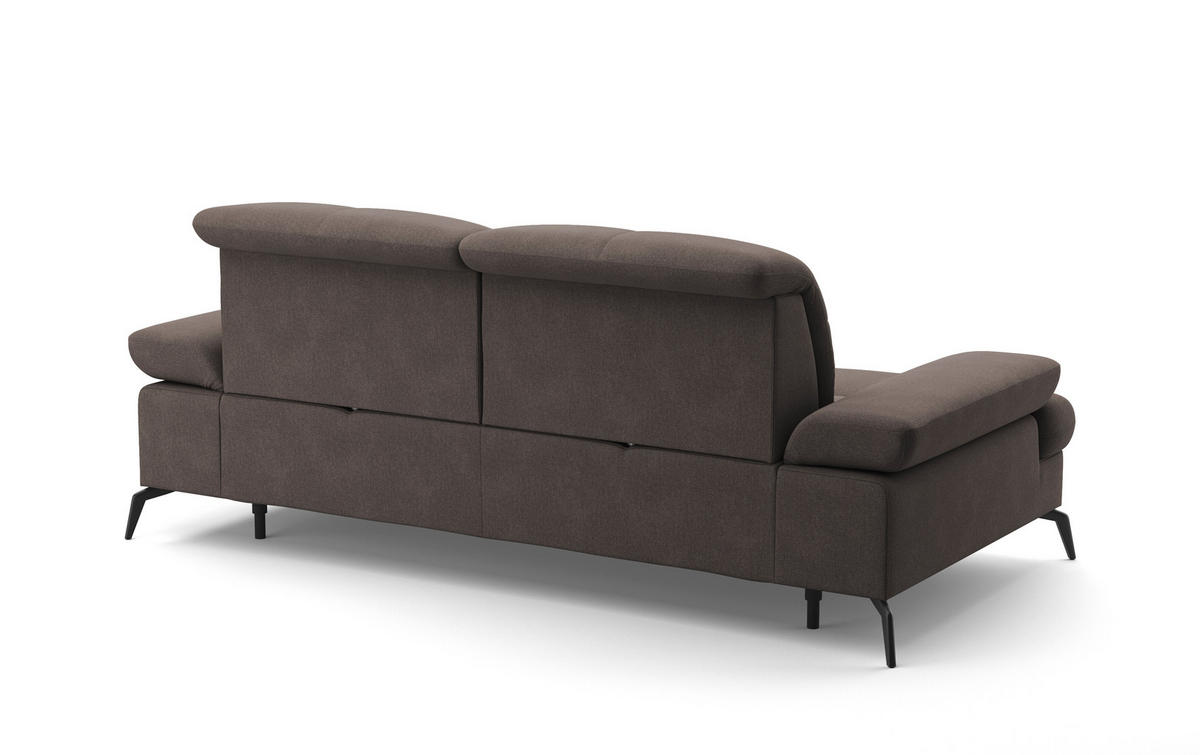 2,5-SITZER in Flachgewebe Graphitfarben  - Schwarz/Graphitfarben, Konventionell, Textil/Metall (202/90/122cm) - Sit & More