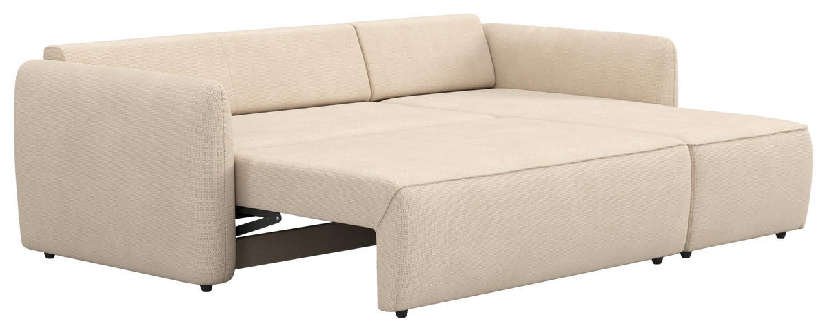 ECKSOFA Chenille Naturfarben  - Schwarz/Naturfarben, Trend, Kunststoff/Textil (239/170cm) - MID.YOU