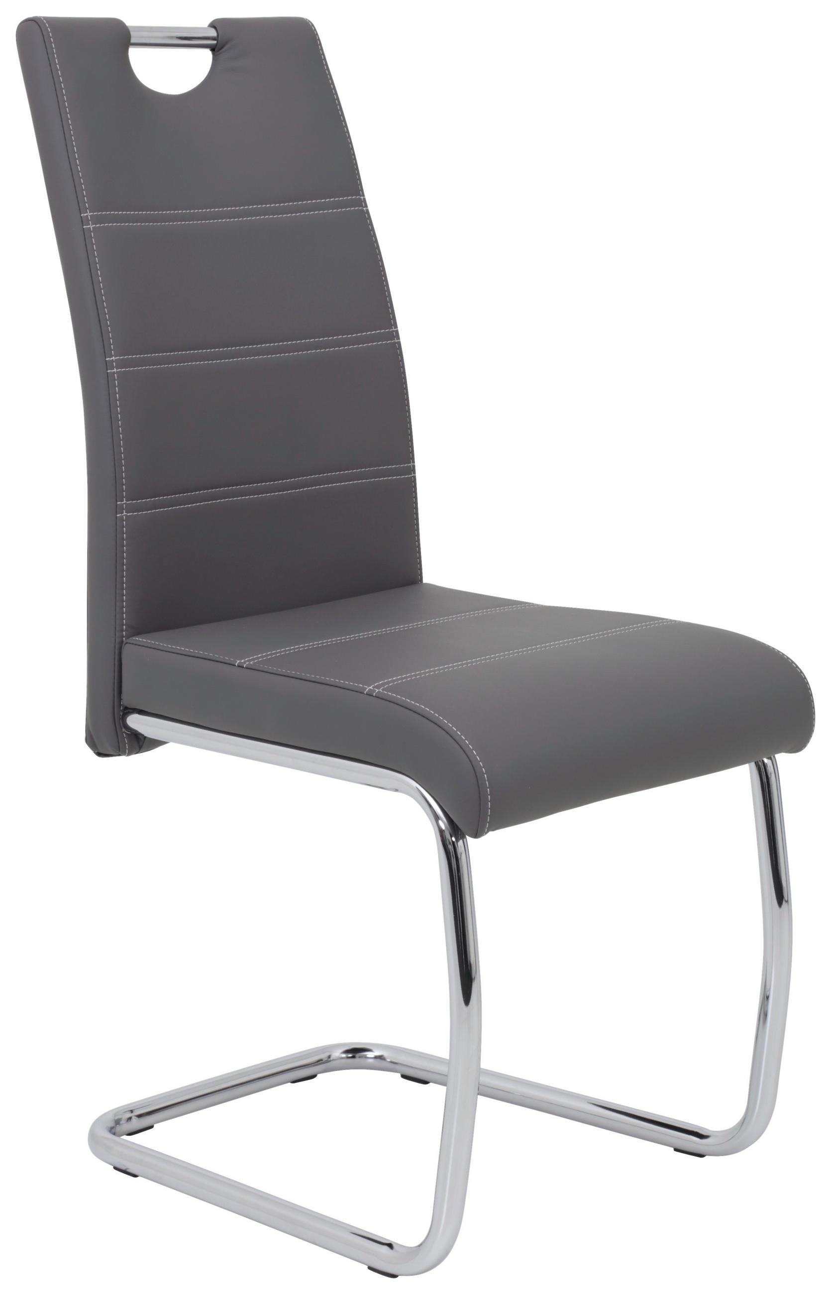 SCHWINGSTUHL  in Lederlook  - Chromfarben/Weiß, Design, Textil/Metall (43/98/59cm) - Carryhome
