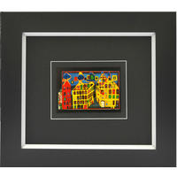 KUNSTDRUCK Hundertwasser Abstraktes, Architektur MIT DER LIEBE WARTEN  - Multicolor/Schwarz, Basics, Holzwerkstoff (38,5/43cm)