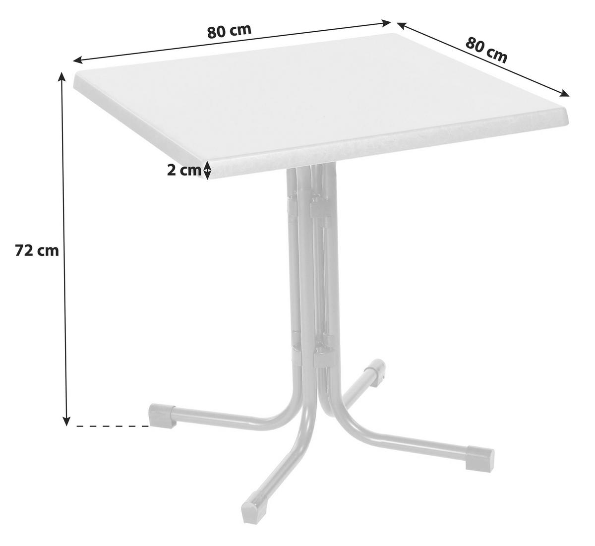 GARTENKLAPPTISCH Metall, Holzwerkstoff Anthrazit, Grau quadratisch  - Anthrazit/Grau, Basics, Holzwerkstoff/Metall (80/80/72cm) - Gardenson