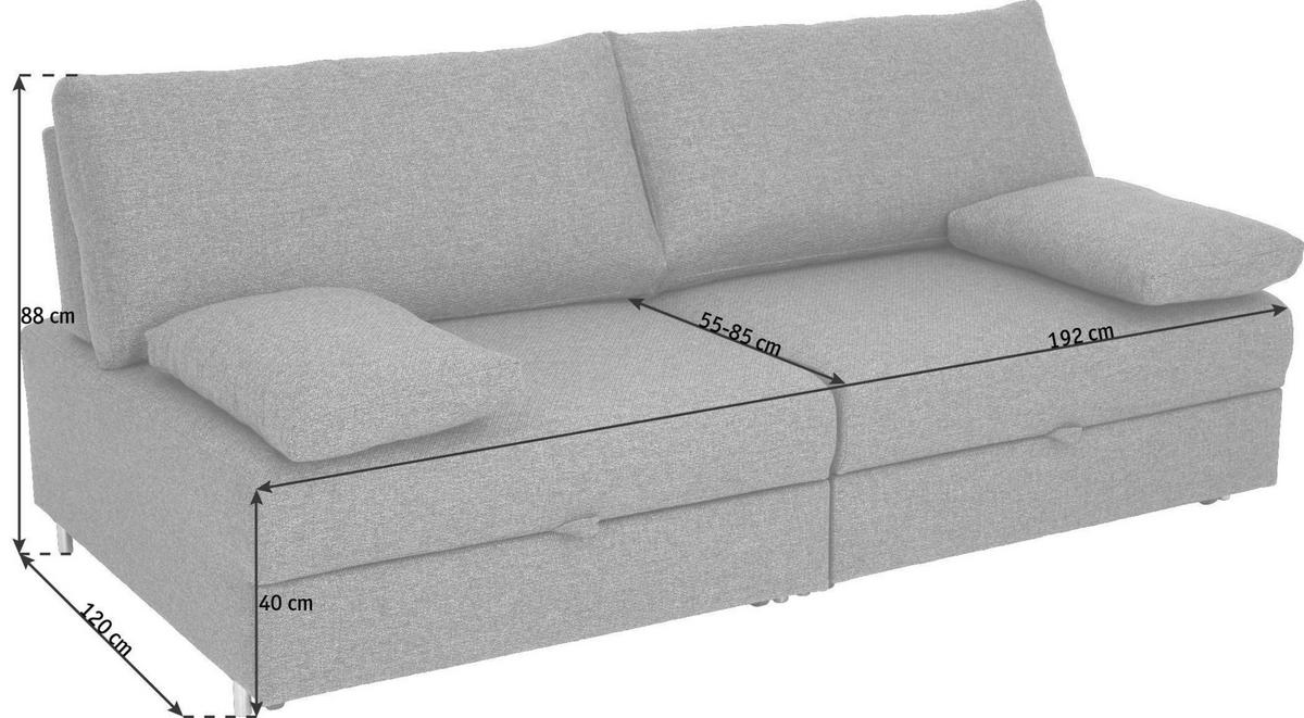 SCHLAFSOFA Violett  - Chromfarben/Violett, Design, Textil/Metall (192/77-88/110-120cm) - Bali