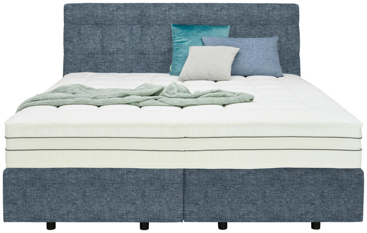 BOXSPRINGBETT 180/200 cm  in Blau  - Blau/Schwarz, Design, Kunststoff/Textil (180/200cm) - Esposa