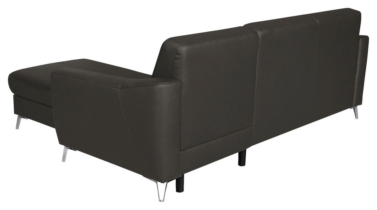 ECKSOFA in Lederlook Echtleder Dunkelbraun  - Chromfarben/Dunkelbraun, Design, Leder/Textil (241/168cm) - Livetastic