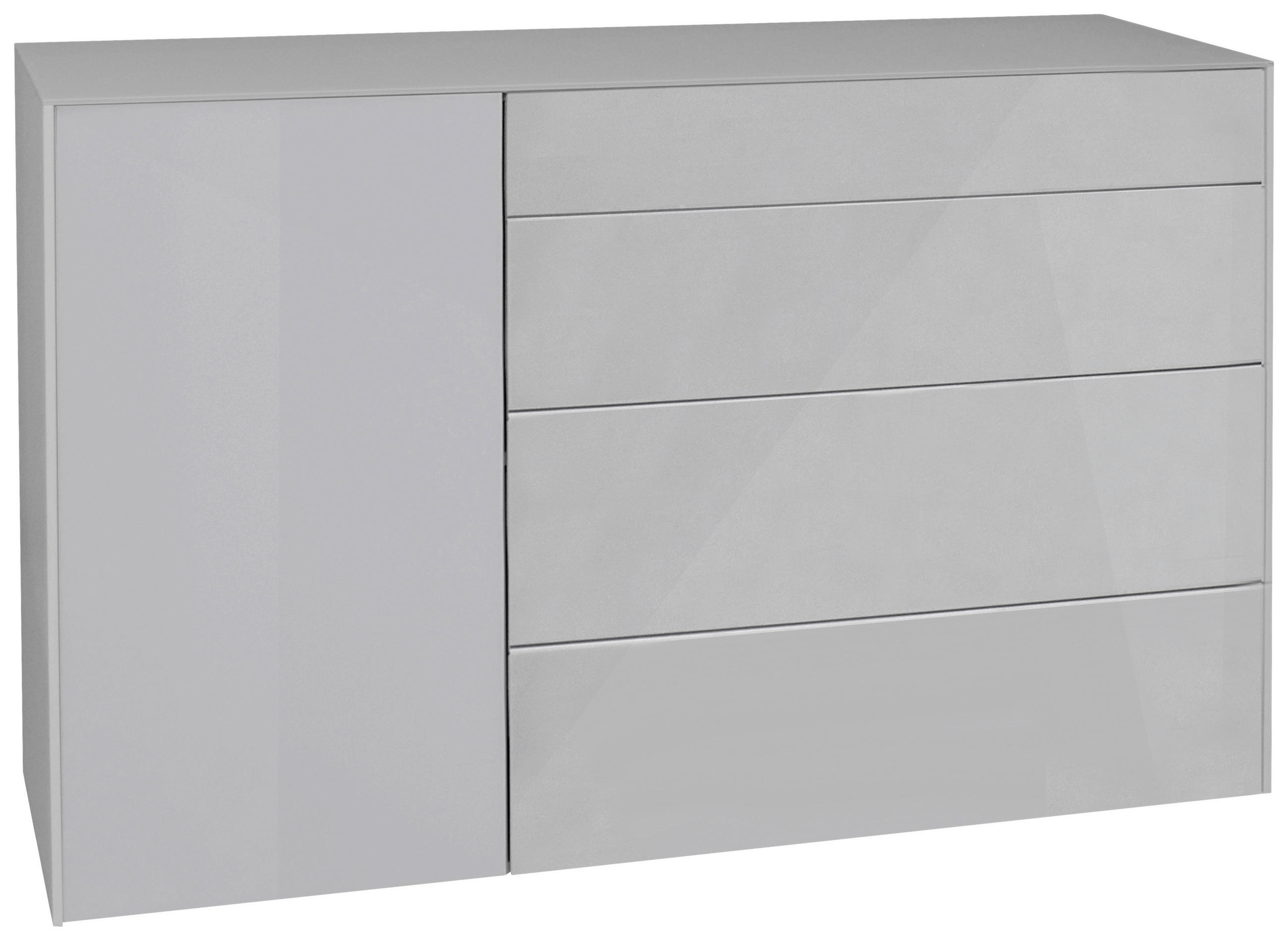 SIDEBOARD Imola  in 131/89/42 cm  - Hellgrau/Schwarz, Design, Glas/Holzwerkstoff (131/89/42cm) - Novel