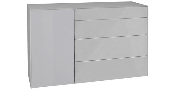SIDEBOARD 131/89/42 cm in Hellgrau - Hellgrau/Schwarz, Design, Glas/Holzwerkstoff (131/89/42cm) - Novel