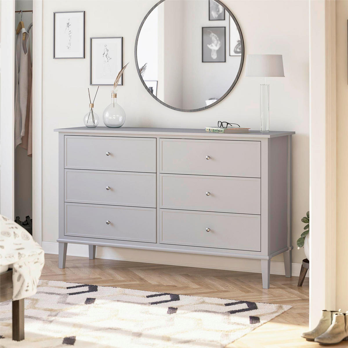 KOMMODE Franklin  in 141/85/41 cm  - Silberfarben/Grau, Design, Holzwerkstoff/Metall (141/85/41cm) - MID.YOU