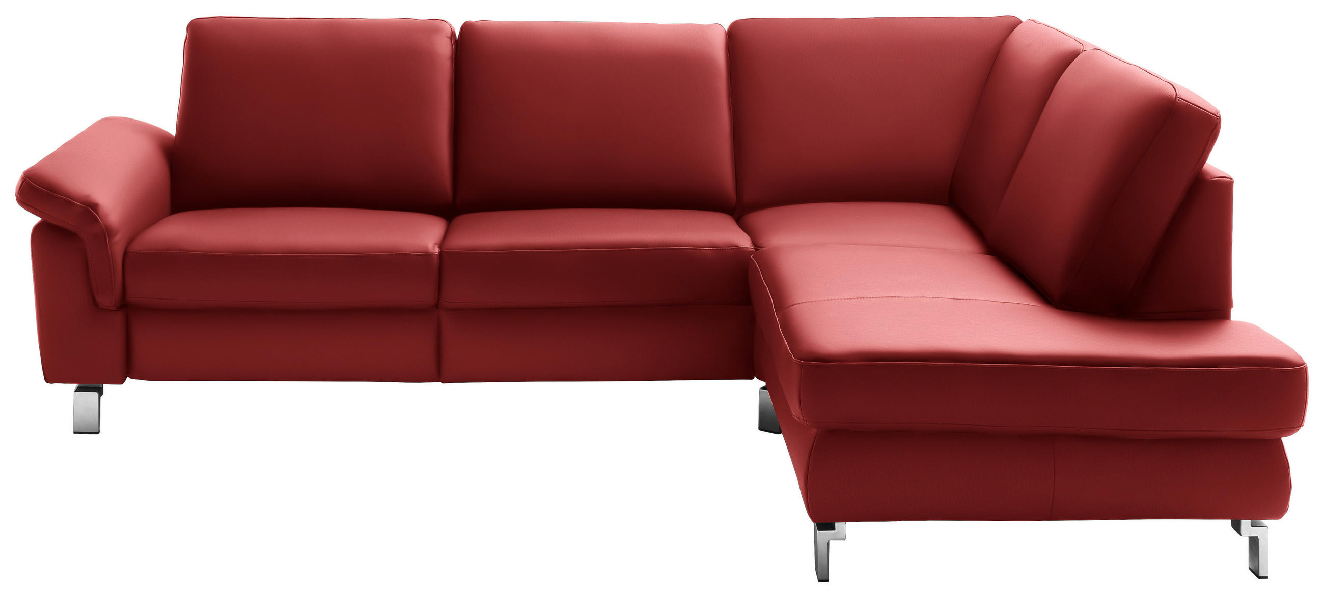 ECKSOFA in Echtleder Rot  - Chromfarben/Rot, Design, Leder/Metall (271/200cm) - Pure Home Lifestyle