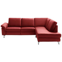 ECKSOFA in Echtleder Rot  - Chromfarben/Rot, Design, Leder/Metall (271/200cm) - Pure Home Lifestyle