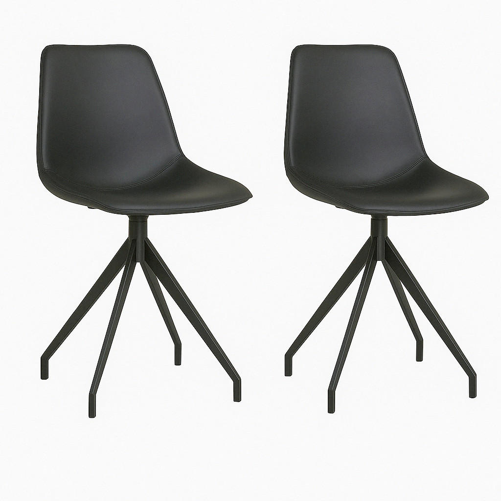 STUHL-SET 2 Stück  in Lederlook  - Schwarz, MODERN, Textil/Metall (48/86/56cm) - MID.YOU