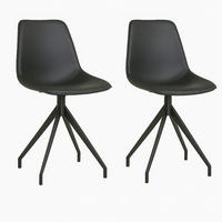 STUHL-SET 2 Stück  in Lederlook  - Schwarz, MODERN, Textil/Metall (48/86/56cm) - MID.YOU