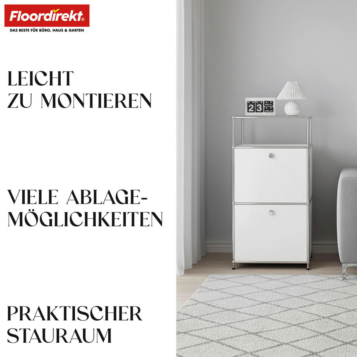 REGAL Weiß  - Weiß, Basics, Metall (50/100/40cm) - Floordirekt