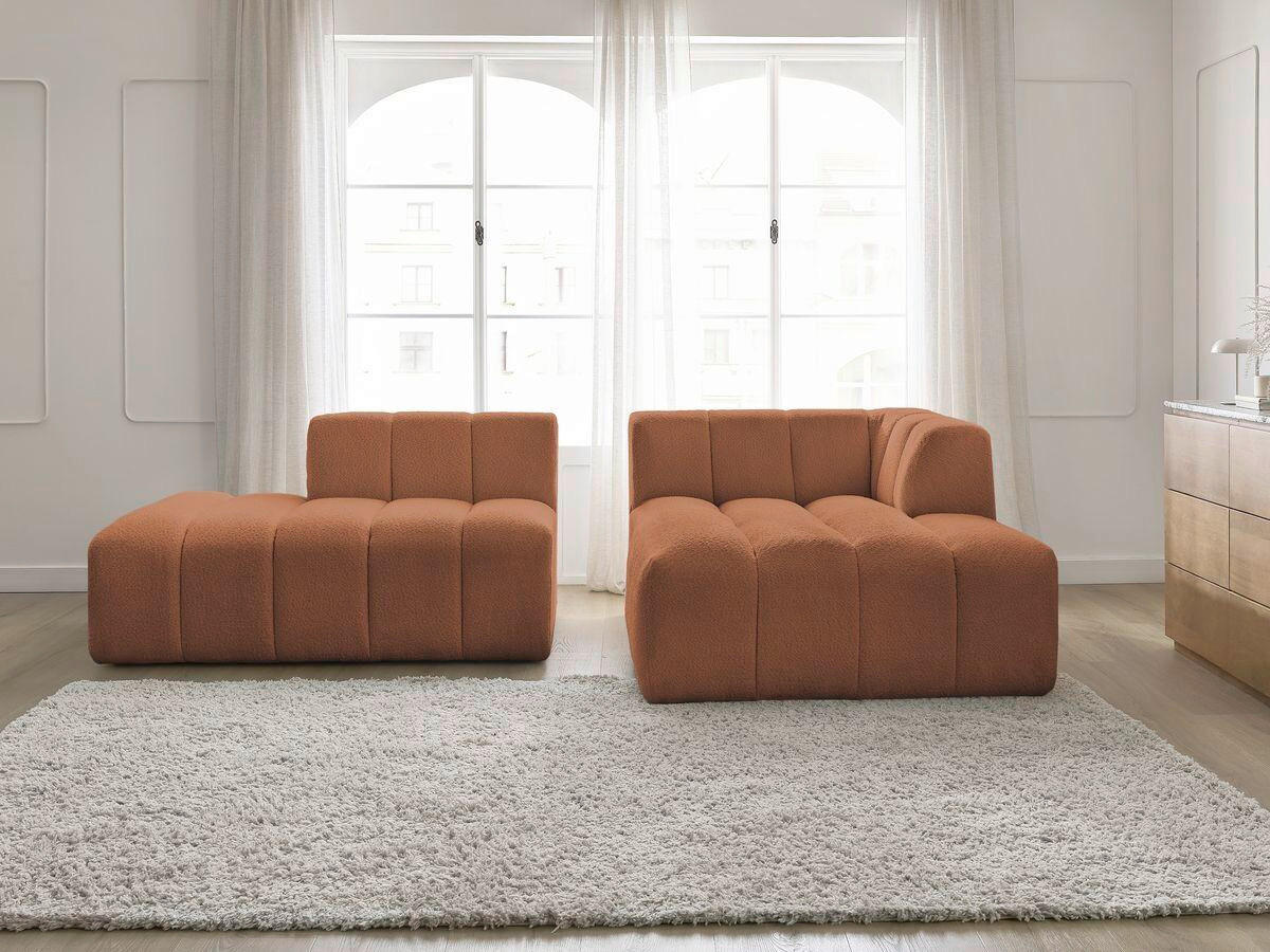 ECKSOFA  ANNECY Orange Bouclé  - Schwarz/Orange, MODERN, Kunststoff/Textil (262/170cm)