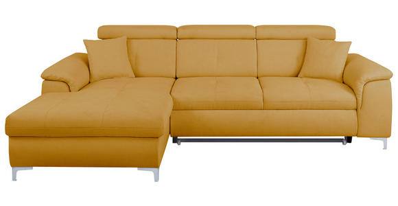 ECKSOFA Senfgelb Flachgewebe  - Chromfarben/Senfgelb, KONVENTIONELL, Textil/Metall (175/268cm) - Carryhome