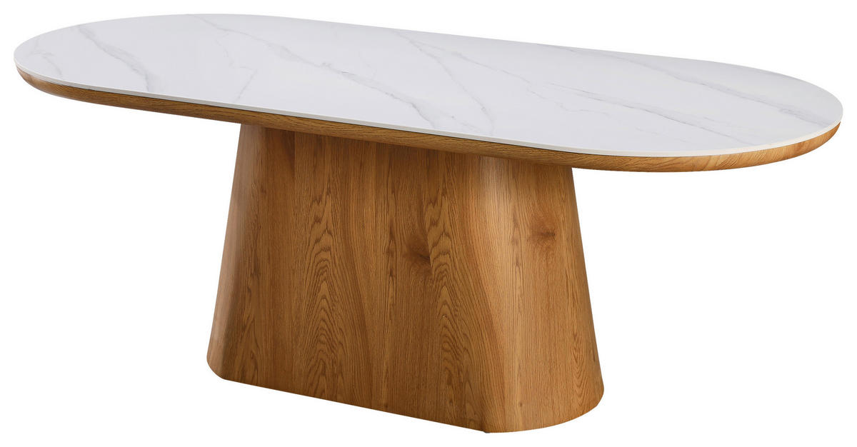 ESSTISCH in Holz, Keramik, Papier 200/110/75 cm  - Eichefarben/Weiß, MODERN, Holz/Keramik (200/110/75cm) - Livetastic