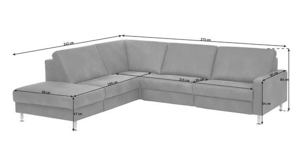 ECKSOFA in Mikrofaser Anthrazit 242/275 cm - Anthrazit/Alufarben, Design, Textil/Metall (242/275cm) - Dieter Knoll