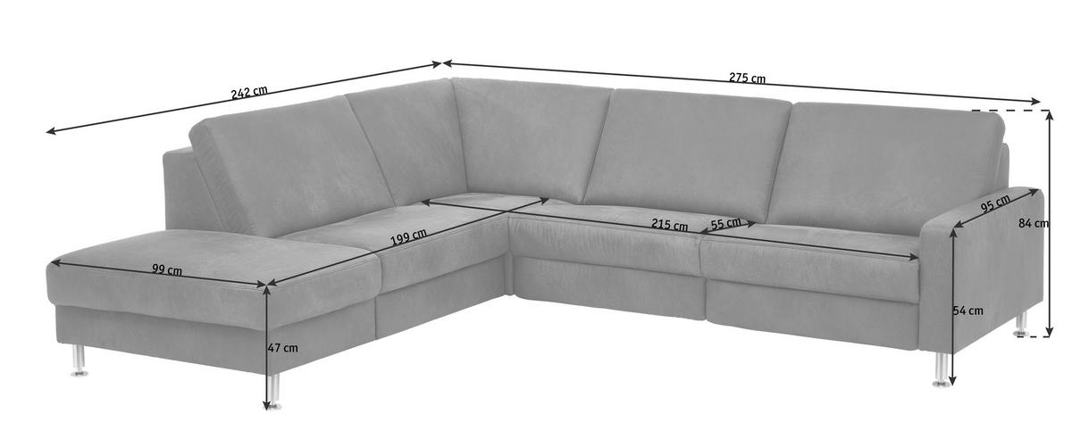 ECKSOFA in Mikrofaser Sandfarben  - Sandfarben/Alufarben, Design, Textil/Metall (242/275cm) - Dieter Knoll