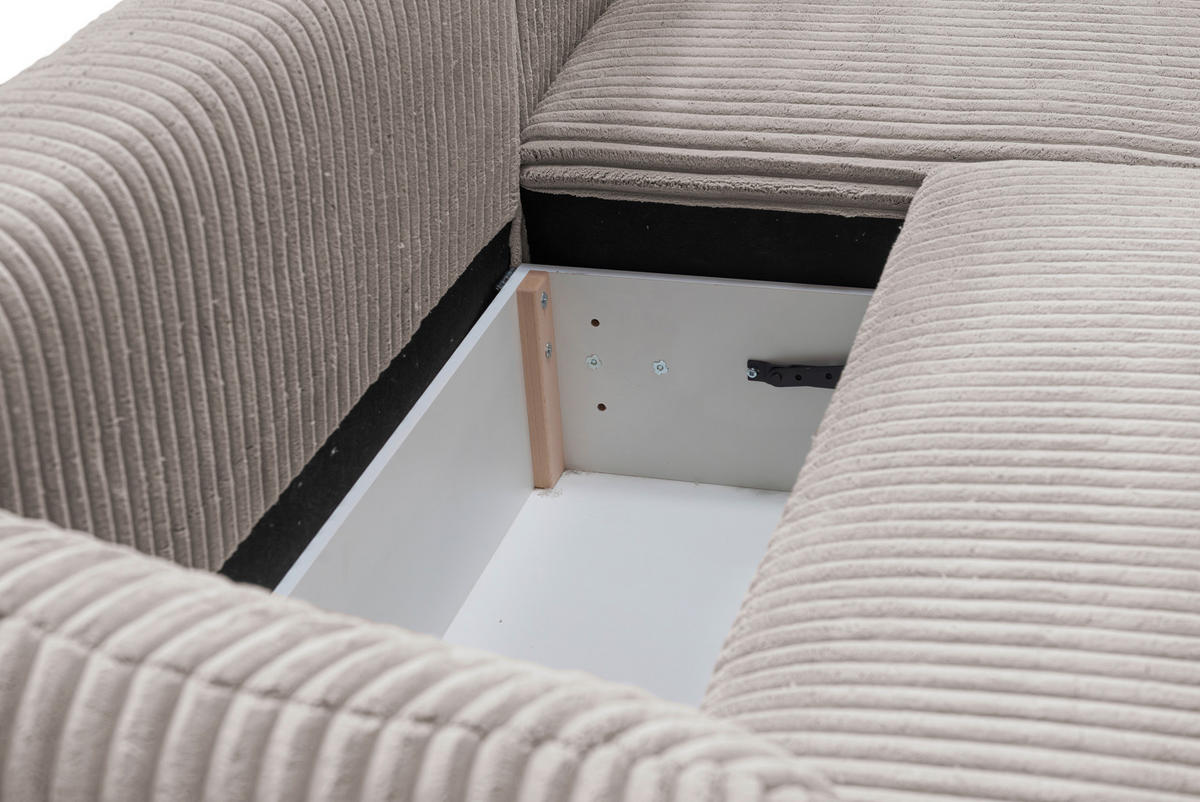 ECKSOFA LUSH Hellbraun Cord  - Hellbraun/Gelb, Design, Kunststoff/Textil (284/161cm) - Livetastic