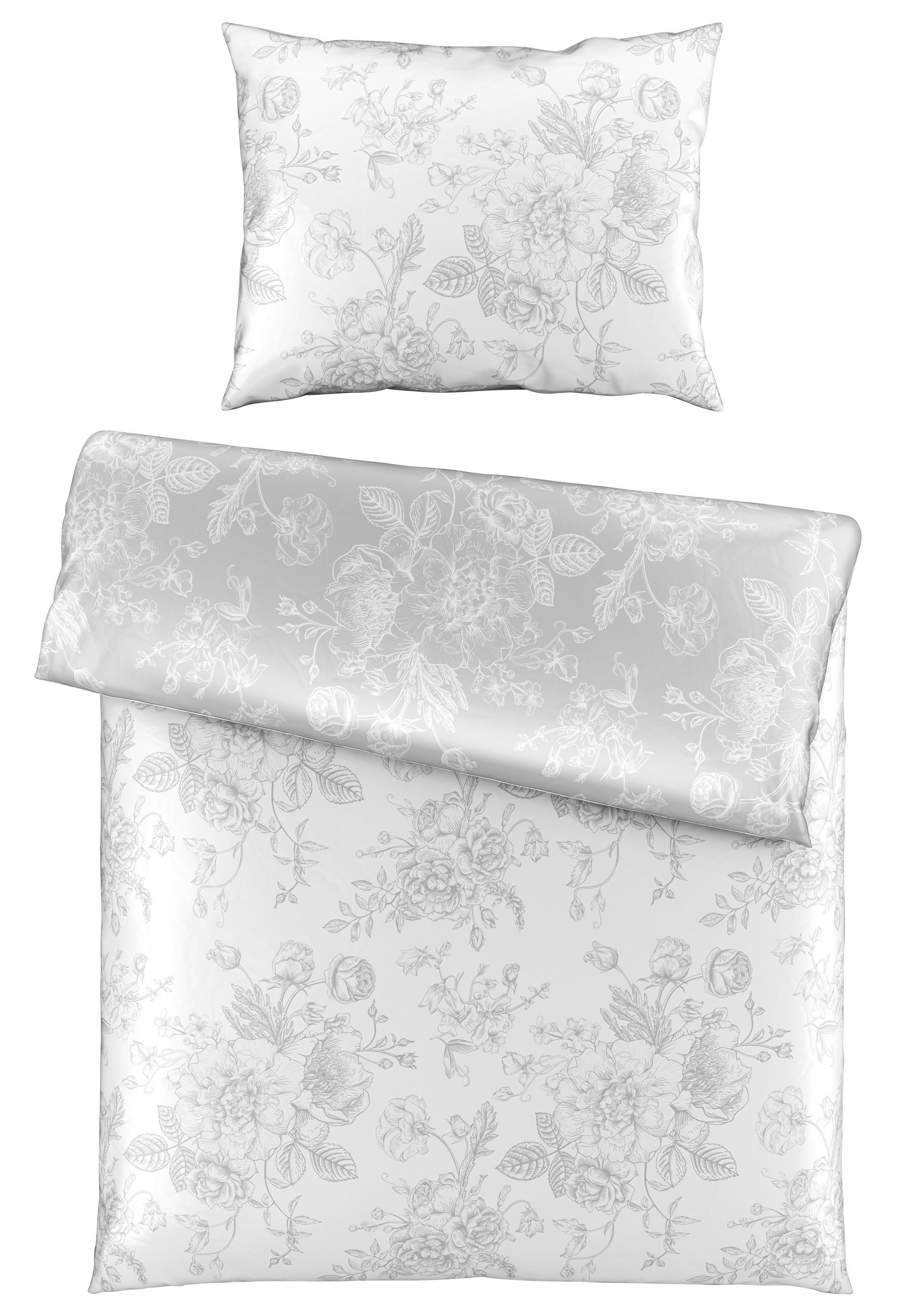 OBOUSTRANNÉ POVLEČENÍ, satén, šedá, bílá, 140/200 cm - šedá/bílá, Konvenční, textil (140/200cm) - Esposa