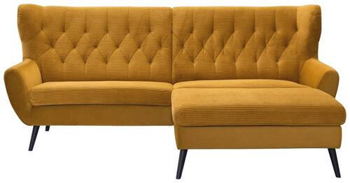 ECKSOFA in Cord Currygelb  - Currygelb/Schwarz, Design, Holz/Textil (237/165cm) - Stylife