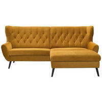 ECKSOFA in Cord Currygelb  - Currygelb/Schwarz, Design, Holz/Textil (237/165cm) - Stylife