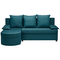 ECKSOFA Türkis Webstoff  - Türkis/Anthrazit, KONVENTIONELL, Kunststoff/Textil (159/196cm) - Ti'me