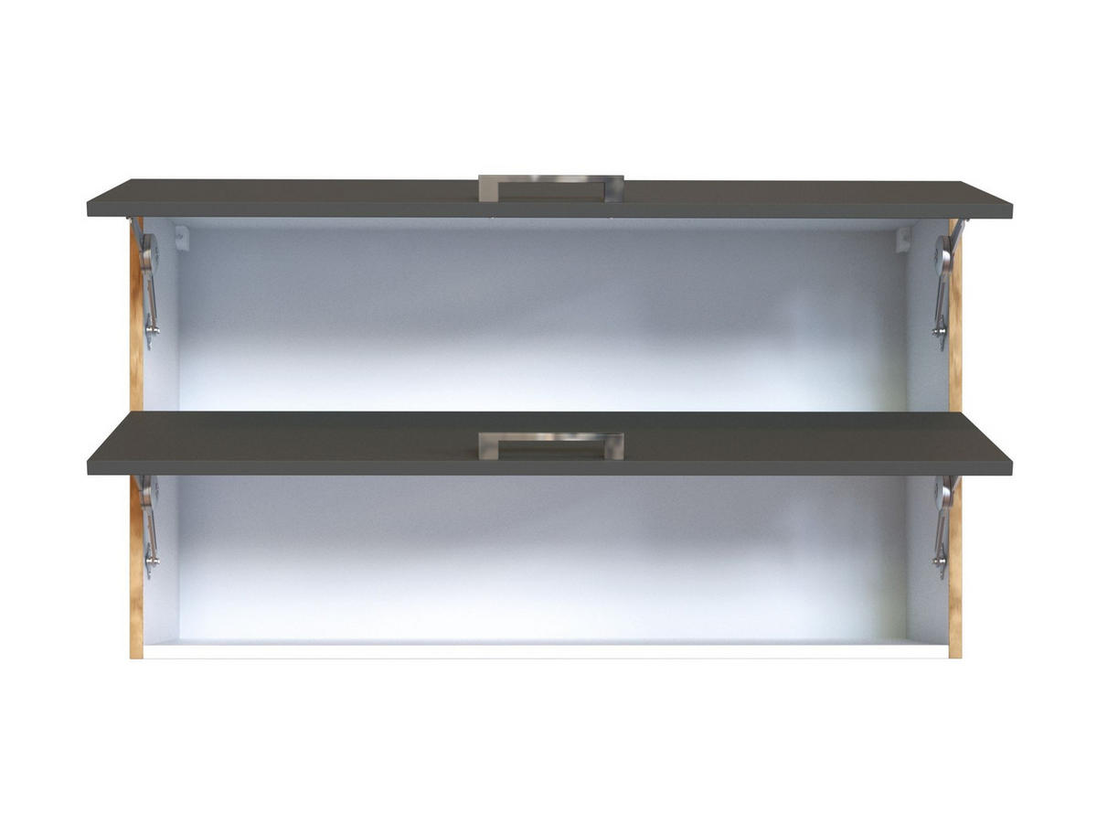 KÜCHENOBERSCHRANK 100/57/34 cm  in Anthrazit, Eiche Wotan  - Chromfarben/Anthrazit, Modern, Holzwerkstoff/Metall (100/57/34cm) - Held