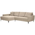 ECKSOFA Beige Velours  - Beige/Schwarz, Design, Textil/Metall (174/283cm) - Xora