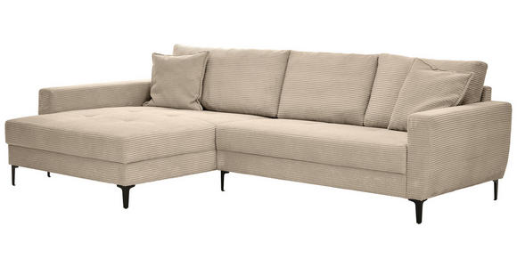 ECKSOFA Beige Velours  - Beige/Schwarz, Design, Textil/Metall (174/283cm) - Xora