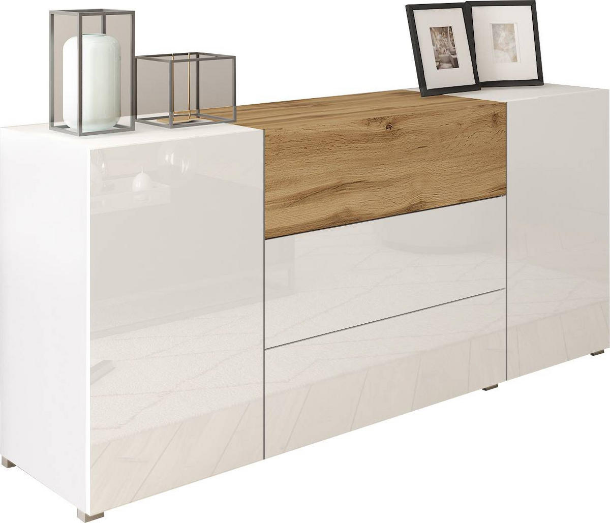 SIDEBOARD Berlin  in 150/68/38,5 cm  - Eiche Wotan/Weiß, Design, Holzwerkstoff/Kunststoff (150/68/38,5cm) - MID.YOU