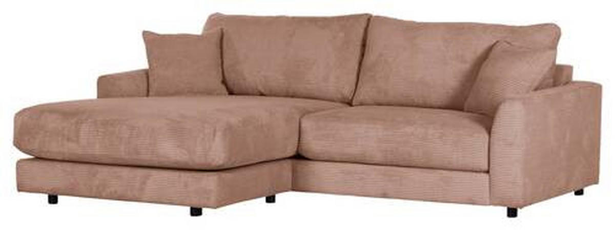 ECKSOFA in Cord Altrosa  - Schwarz/Altrosa, Design, Kunststoff/Textil (240/175cm) - Landscape