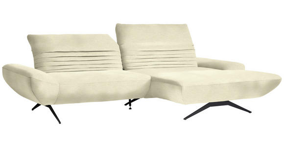 ECKSOFA  in Chenille Creme  280/170-195 cm  - Creme/Schwarz, Design, Textil/Metall (280/170-195cm) - Dieter Knoll