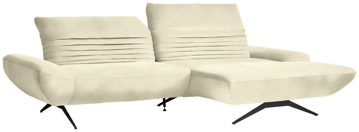 ECKSOFA in Chenille Creme  280/170-195 cm  - Creme/Schwarz, Design, Textil/Metall (280/170-195cm) - Dieter Knoll