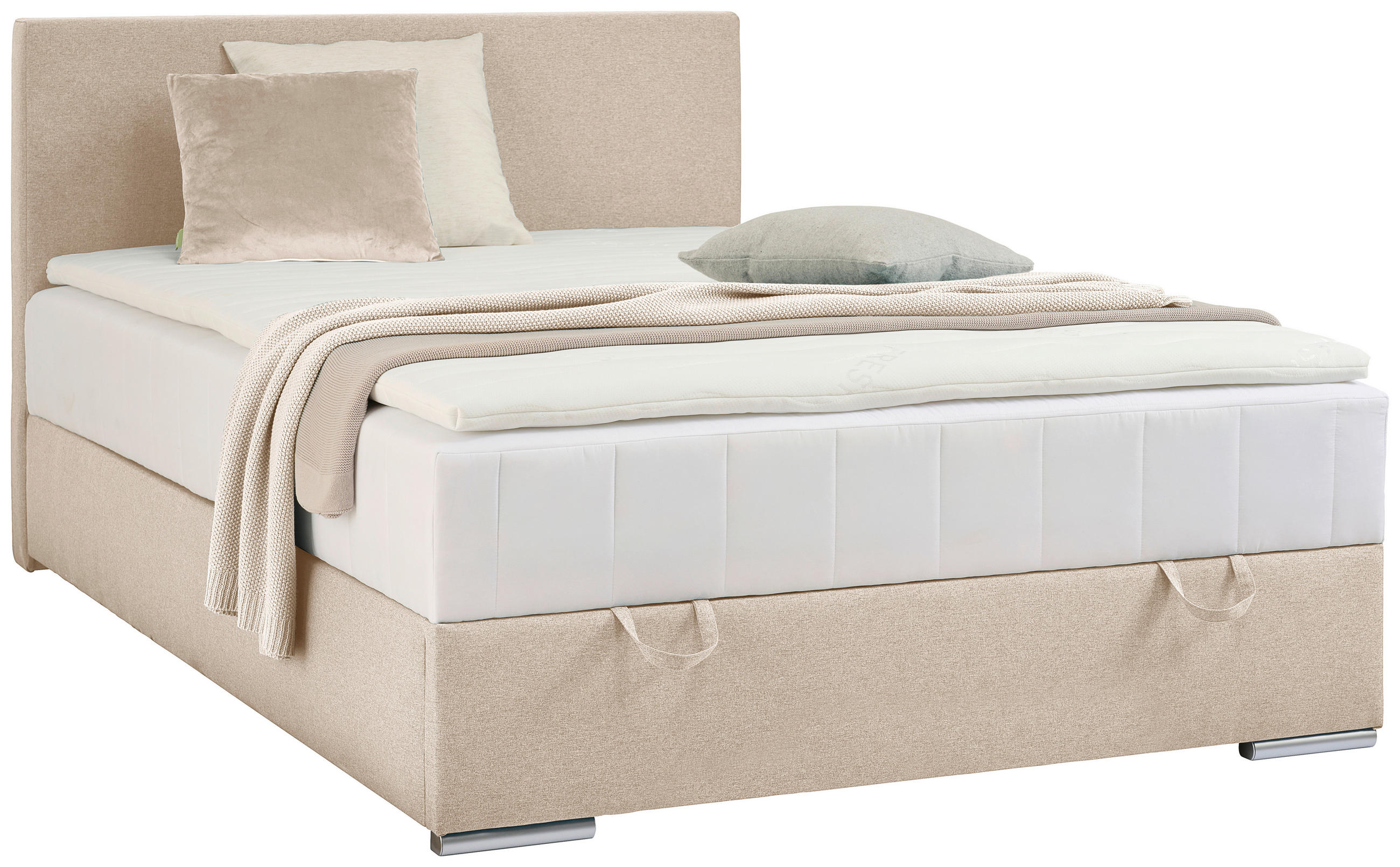 BOXBETT 90/200 cm  in Beige  - Chromfarben/Beige, KONVENTIONELL, Kunststoff/Textil (90/200cm) - Carryhome