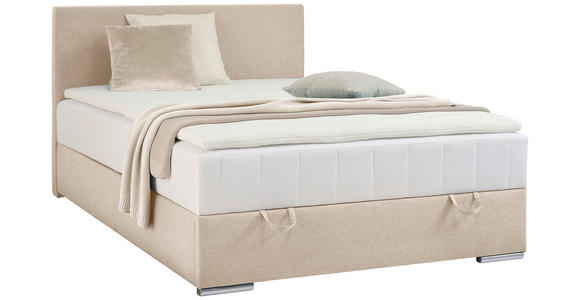 BOXBETT 90/200 cm in Beige - Chromfarben/Beige, KONVENTIONELL, Kunststoff/Textil (90/200cm) - Carryhome