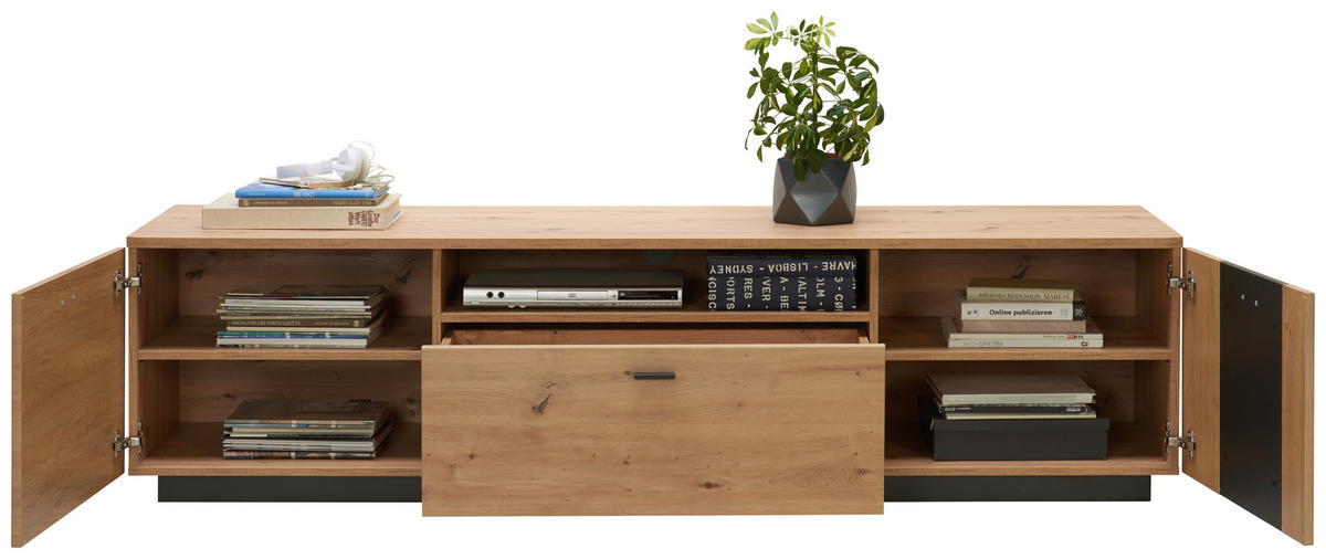 TV KOMODA antracit, boja hrasta  - boja hrasta/crna, Dizajnerski, metal/pločasti materijal (205/53/50cm) - Hom`in
