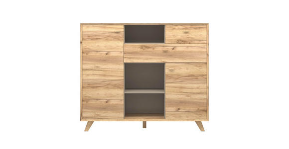 KOMMODE melaminharzbeschichtet Eichefarben - Eichefarben, Design, Holz/Holzwerkstoff (142/120/41cm) - Linea Natura