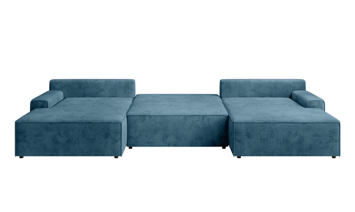 WOHNLANDSCHAFT CHALLENGE Blaugrau Cord  - Blaugrau/Schwarz, MODERN, Kunststoff/Textil (168/333/168cm) - Trendmanufaktur