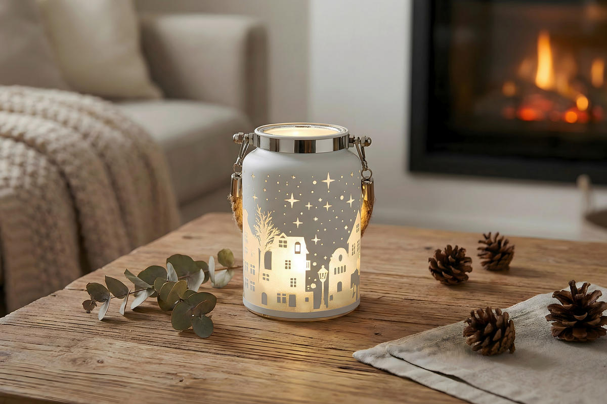 LED-WEIHNACHTSFIGUR  - Beige/Rot, LIFESTYLE, Glas (8/12cm)