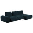 ECKSOFA in Velours Dunkelblau  - Schwarz/Dunkelblau, Design, Kunststoff/Textil (342/174cm) - Xora