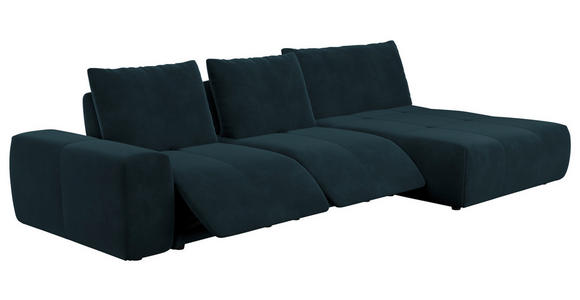 ECKSOFA in Velours Dunkelblau  - Schwarz/Dunkelblau, Design, Kunststoff/Textil (342/174cm) - Xora