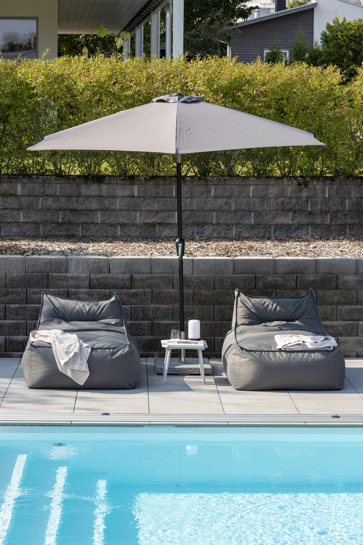 SONNENSCHIRM 300 cm  - Grau, KONVENTIONELL, Textil/Metall (300/300cm) - Gardenson