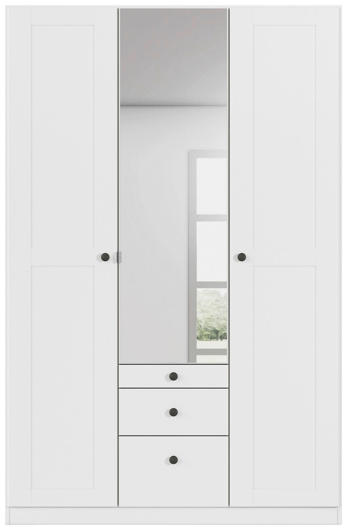 DREHTÜRENSCHRANK 136/210/54 cm,  in Weiß, 3-türig  - Schwarz/Weiß, KONVENTIONELL, Glas/Holzwerkstoff (136/210/54cm) - home24