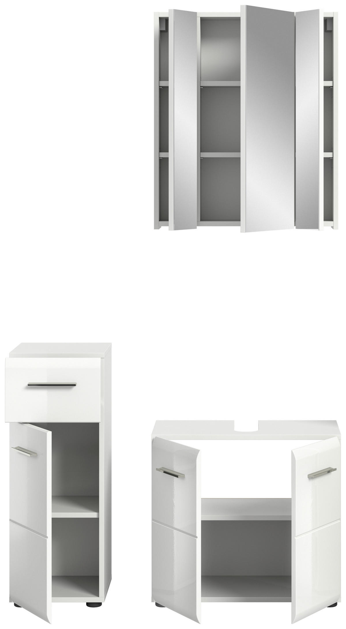 KOPALNICA  bela, visoki sijaj  - srebrne barve/črna, Moderno, umetna masa/steklo (90cm) - MID.YOU