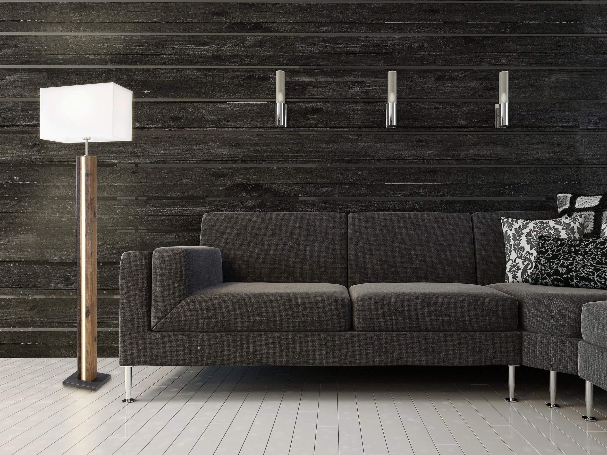 STEHLEUCHTE 40/27/150 cm    - Beige/Silberfarben, Natur, Holzwerkstoff/Textil (40/27/150cm) - Globo