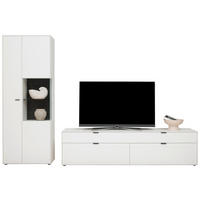 WOHNWAND  in Weiss 303/206/45 cm  - Weiss/Schwarz, Design, Glas/Keramik (303/206/45cm) - Dieter Knoll