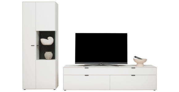 WOHNWAND  in Weiß  303/206/45 cm  - Schwarz/Weiß, Design, Glas/Keramik (303/206/45cm) - Dieter Knoll