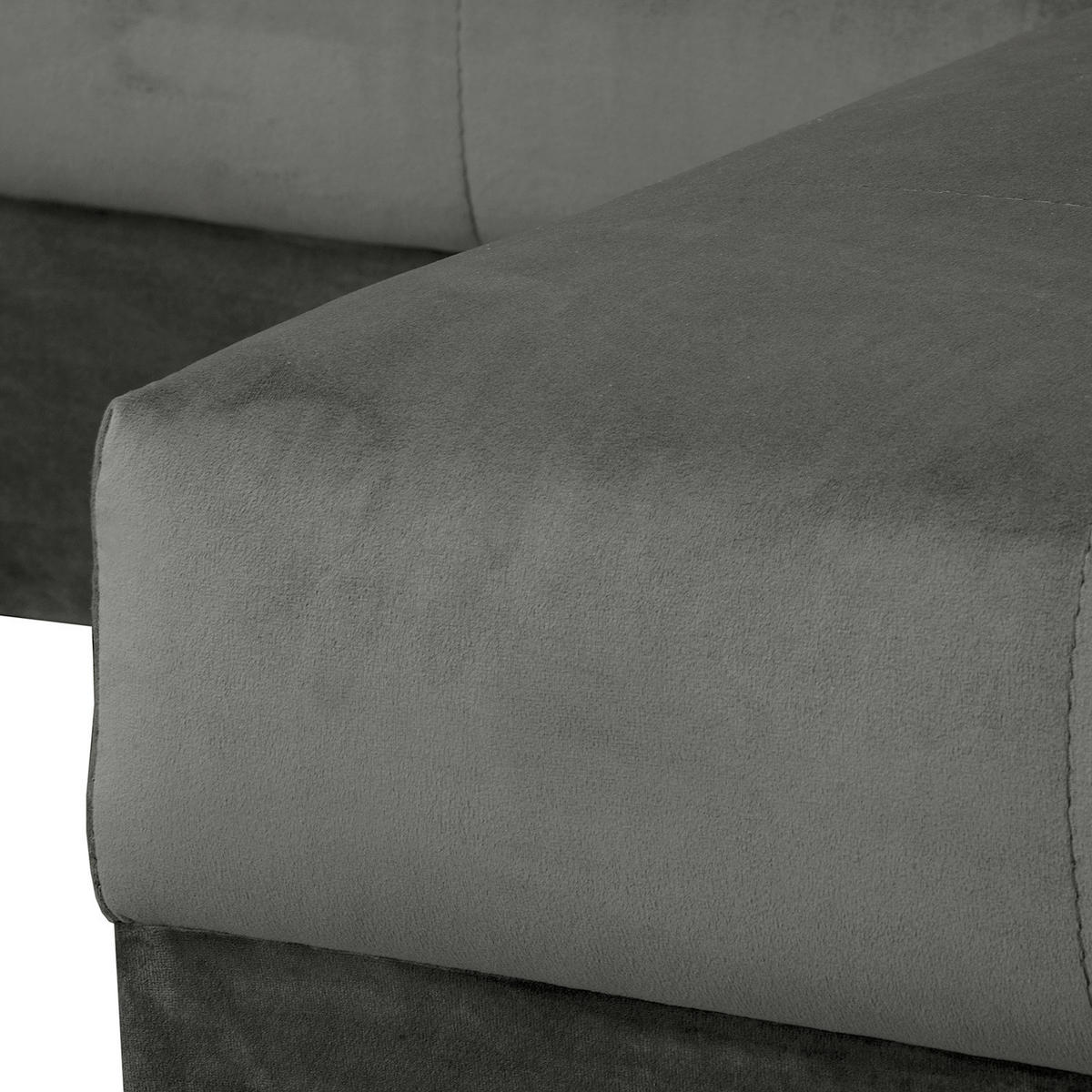 ECKSOFA inkl. Hocker Ariella Anthrazit Samt Rückenkissen, Hocker  - Anthrazit/Naturfarben, Design, Holz/Textil (231/161cm) - Livetastic