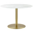 ESSTISCH in Metall, Glas 110/110/74,5 cm  - Goldfarben/Weiß, Design, Glas/Metall (110/110/74,5cm) - Ambia Home