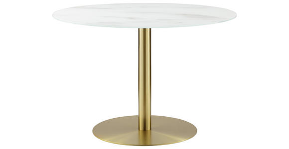 ESSTISCH in Metall, Glas 110/110/74,5 cm  - Goldfarben/Weiß, Design, Glas/Metall (110/110/74,5cm) - Ambia Home